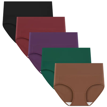 Women's High Waist Cotton Briefs – Soft Breathable 5-Pack Underwear