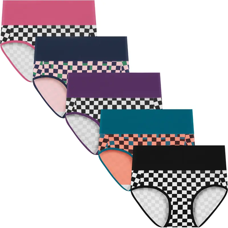Women's High Waist Cotton Briefs – Soft Breathable 5-Pack Underwear